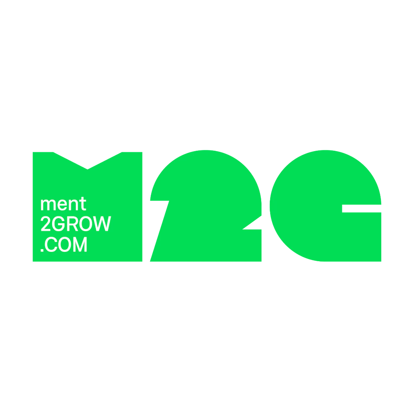 (Logo) The image displays a modern logo featuring stylized geometric letters 'M', '2', and 'G' in bright green against a solid black background. Smaller white text 'ment 2GROW .COM' is integrated into the 'M' shape. Text: ment 2GROW .COM Colors: #000000, #33FF33, #FFFFFF Note: The image clearly presents a distinctive graphic design with a brand name and domain, intended to represent an organization or service, which is the primary characteristic of a logo.