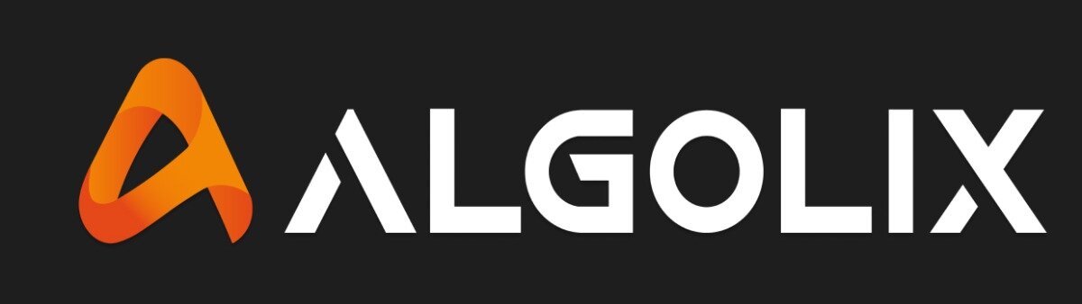 (Logo) The image displays a logo featuring a stylized orange graphic symbol resembling the letter 'A' next to the white text 'ALGOLIX', all set against a dark gray background. Text: ALGOLIX Colors: #282828, #FFFFFF, #FF8C00 Note: This image is clearly a brand identifier, combining a unique graphic mark with a company name, which is the definition of a logo.