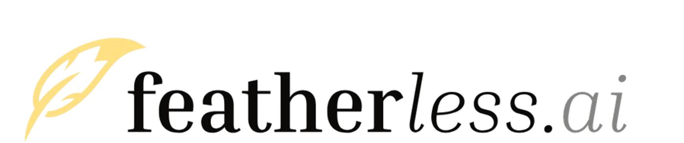 (Logo) A logo featuring a stylized golden quill or feather icon positioned to the left of the company name 'featherless ai', set against a solid black background. Text: featherless ai Colors: #D4B96F, #333333, #888888, #000000 Note: The image is a professional graphic consisting of a unique visual symbol (a feather) and associated branding text, designed specifically for corporate identity.