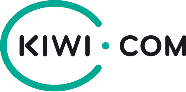 (Logo) A minimalist logo for 'Kiwi.com' featuring dark grey text and teal graphic elements on a black background. The graphic elements include a partial circle surrounding the 'KIWI' part and a small dot between 'KIWI' and 'COM'. Text: KIWI•COM Colors: #000000, #2c3033, #20a090 Note: This image is a stylized graphical representation of a company name ('Kiwi.com') combined with distinct visual elements (a partial circle and a dot), specifically designed for brand identification, which is the primary characteristic of a logo.