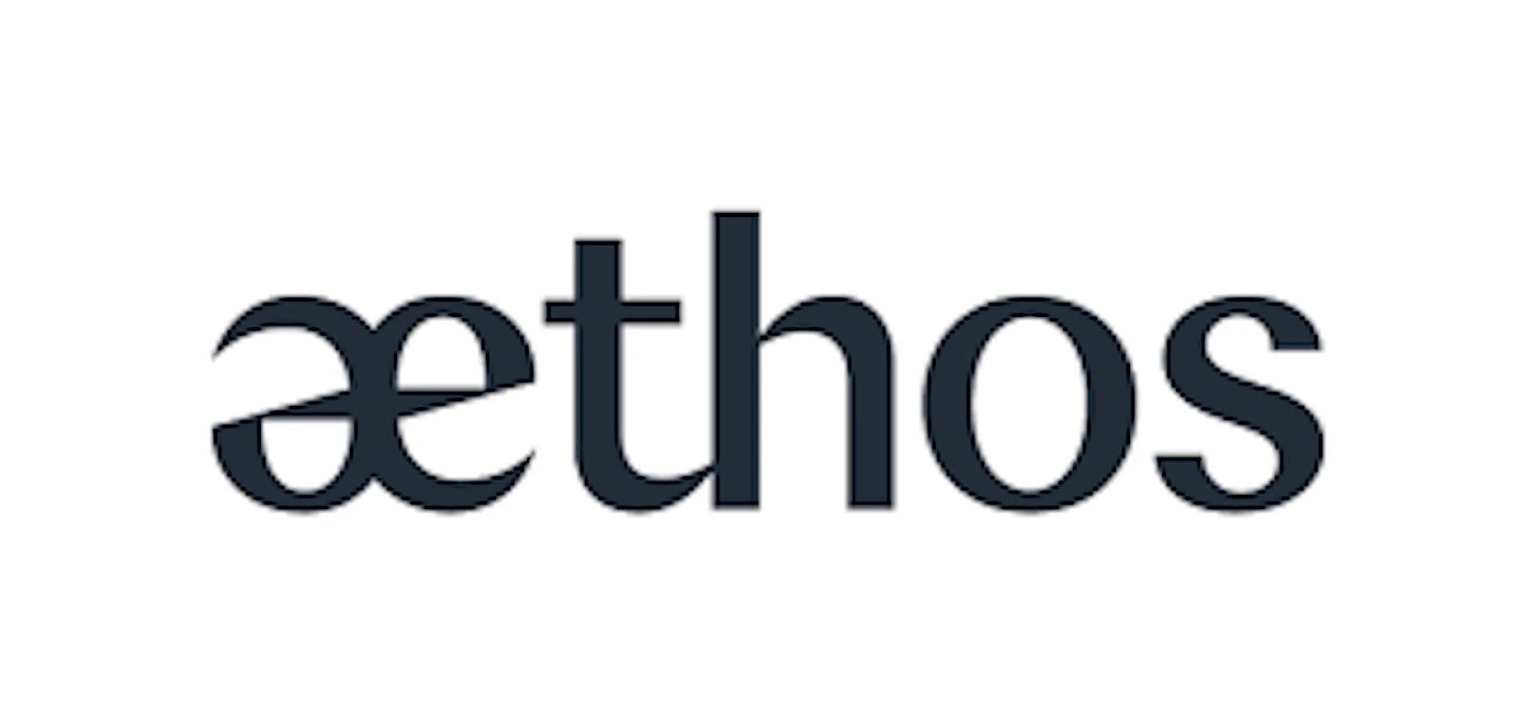 (Logo) The image displays a minimalist logo featuring the word "æthos" in a dark, sans-serif font against a clean white background. Text: æthos Colors: #212529, #FFFFFF Note: The image consists solely of a stylized word, 'æthos', presented in a clean font on a solid background, which is characteristic of a wordmark logo designed to represent a brand or entity.