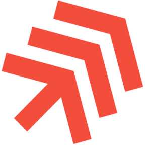 (Logo) The image displays a stylized graphic featuring three red chevron-like shapes arranged diagonally, pointing upwards and to the right. These geometric elements are set against a solid black background. Colors: #F04E39, #000000 Note: The image consists of a simple, abstract graphic element without any photographic or illustrative detail, which is characteristic of a logo or an icon designed for branding or symbolic representation.