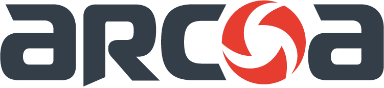 (Logo) A corporate logo displaying the stylized wordmark 'ar' and 'a' in dark gray, separated by a bright red circular graphic symbol resembling an aperture or swirling blades, set against a black background. Text: ar a Colors: #2E343A, #E53935, #000000 Note: The image is a graphic mark combining stylized typography and an abstract symbol, designed specifically for brand identification.