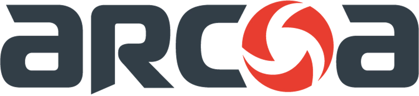 (Logo) A corporate logo displaying the stylized wordmark 'ar' and 'a' in dark gray, separated by a bright red circular graphic symbol resembling an aperture or swirling blades, set against a black background. Text: ar a Colors: #2E343A, #E53935, #000000 Note: The image is a graphic mark combining stylized typography and an abstract symbol, designed specifically for brand identification.