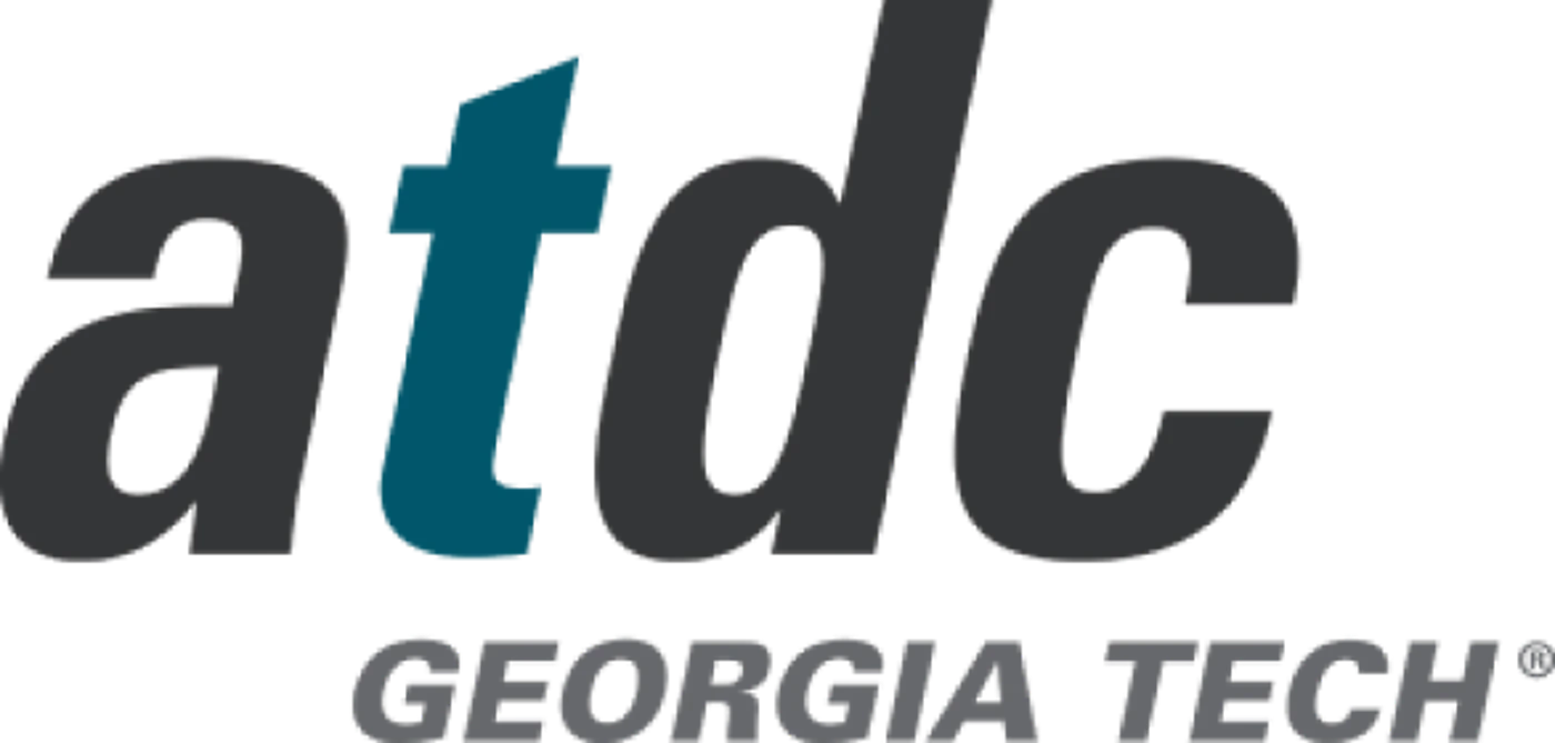 (Logo) The image displays the logo for 'atdc Georgia Tech', featuring 'atdc' in a large, bold font with the 't' in teal, and 'GEORGIA TECH™' in smaller text below. The entire logo is set against a black background. Text: atdc GEORGIA TECH™ Colors: #4A4A4A, #006677, #000000 Note: The image consists of stylized text designed to represent a brand or organization, which is characteristic of a logo. It features distinct typography and color usage for brand recognition.