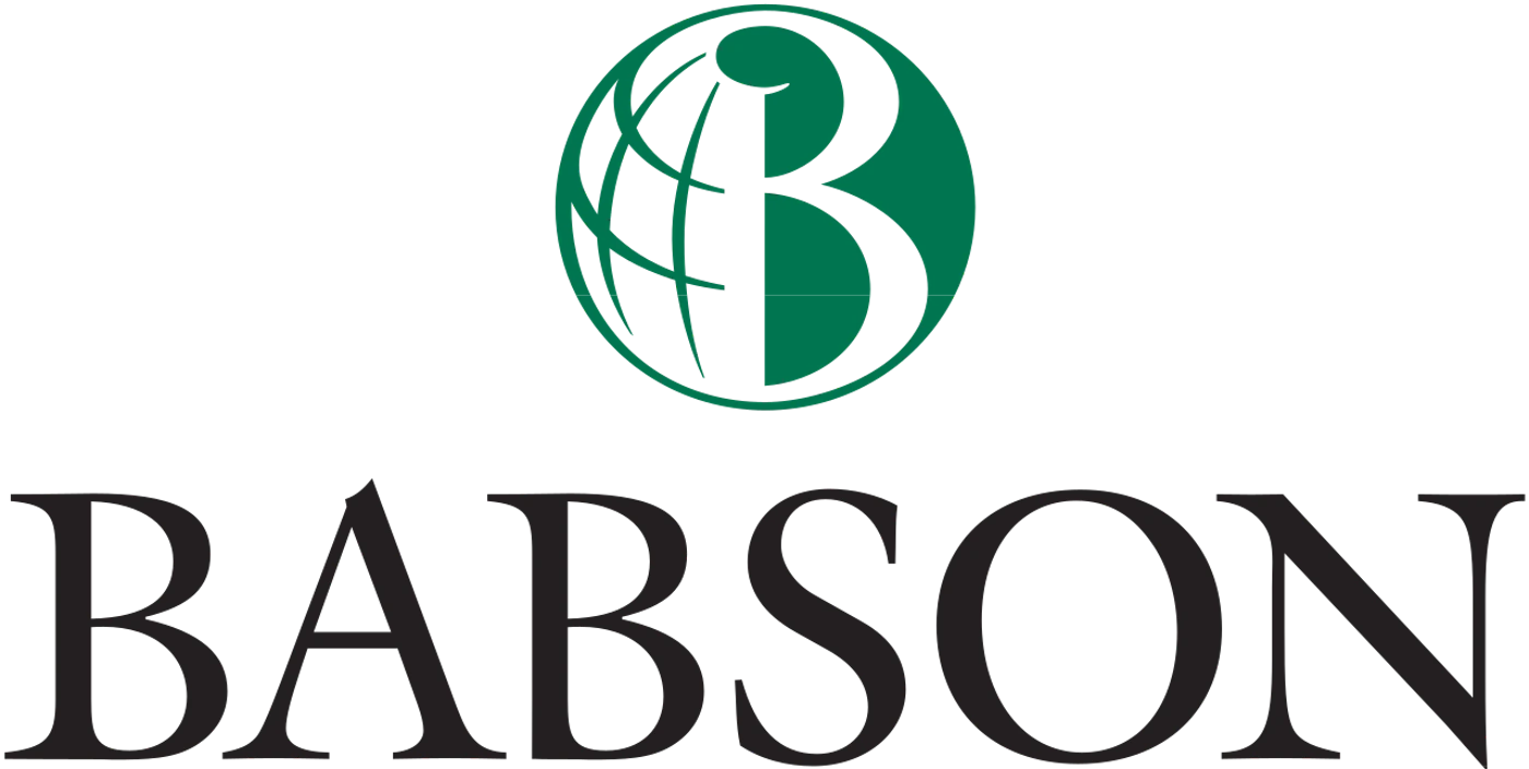 (Logo) The logo for Babson College, featuring a green circular emblem with a stylized globe and the letter 'B' above the word 'BABSON' in a black serif typeface. Text: BABSON Colors: #00703c, #000000 Note: The image contains a graphic mark combined with a specific brand name, which is characteristic of a corporate or institutional logo.