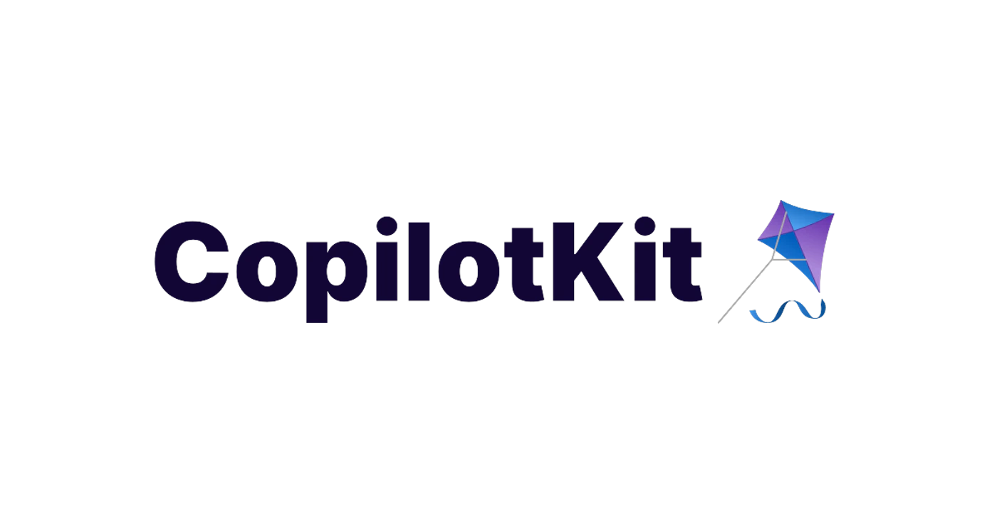 (Logo) The logo for CopilotKit, featuring the brand name in a dark purple font followed by a stylized kite icon in shades of blue and purple. Text: CopilotKit Colors: #120b3b, #2563eb, #7c3aed Note: The image displays a brand name alongside a graphic symbol, which is characteristic of a corporate logo.