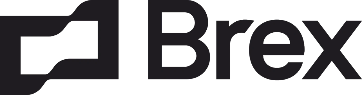 (Logo) A minimalist logo featuring the word "Brex" in dark gray lowercase letters, accompanied by a stylized, abstract dark gray icon to its left, all presented on a solid black background. Text: Brex Colors: #282828, #000000 Note: This image is clearly designed to represent a brand, combining a stylized graphic element with a company name, which are characteristic features of a logo.