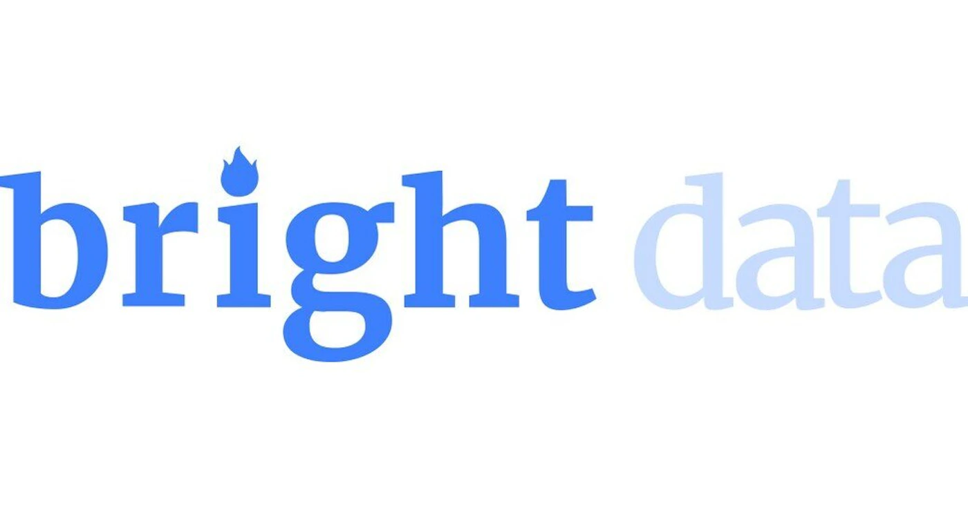 (Logo) A logo wordmark for 'bright data,' featuring the first word in bold blue with a flame icon replacing the dot on the 'i', and the second word in a faded light blue. Text: bright data Colors: #3366cc, #cce0ff, #ffffff Note: The image is a stylized wordmark combining text and a small icon (a flame) to represent a brand identity.