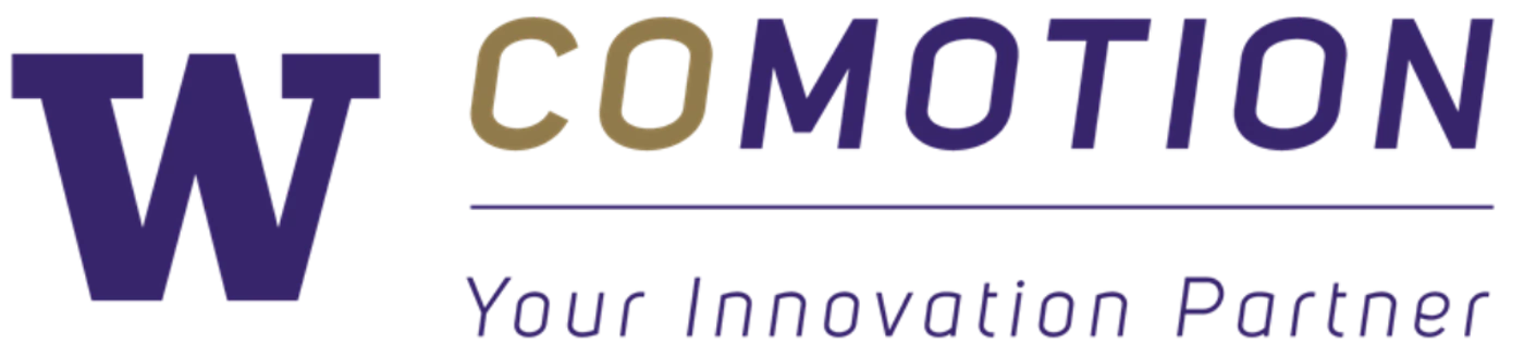 (Logo) A logo featuring a stylized purple capital 'W' on the left, followed by the word 'COMOTION' where 'CO' is in a gold/brown color and 'MOTION' is in purple. Below 'COMOTION', there is a thin purple horizontal line, and beneath that, the tagline 'Your Innovation Partner' is written in purple, italicized text, all set against a black background. Text: W COMOTION Your Innovation Partner Colors: #4B2E83, #85754D, #000000 Note: The image is a stylized graphic combining a symbol ('W'), a brand name ('COMOTION'), and a tagline, designed for brand identification and representation. This structure is characteristic of a logo.