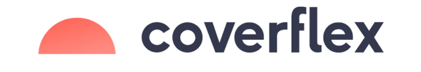 (Logo) A logo featuring a coral-colored semicircle graphic followed by the word "coverflex" in a dark blue, lowercase, sans-serif font, set against a white background. Text: coverflex Colors: #F07167, #2D3242, #FFFFFF Note: This image is a stylized graphic combined with a wordmark, clearly functioning as a corporate brand identifier or logo.