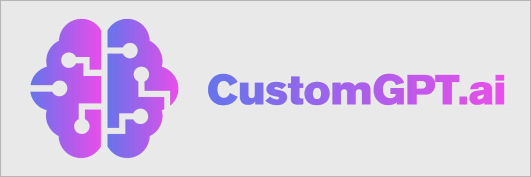 (Logo) A logo featuring a stylized brain icon with circuit-like connections on the left, next to the brand name 'CustomGPT.ai'. The design uses a gradient of purple and blue colors. Text: CustomGPT.ai Colors: #8A2BE2, #6A5ACD, #4169E1 Note: This image is clearly a logo because it combines a unique graphic symbol (the brain icon) with a specific brand name ('CustomGPT.ai'), designed to represent a company or product.