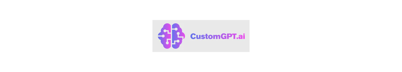 The image displays a modern logo for 'CustomGPT.ai', featuring a stylized brain icon with circuit elements and the brand name in a gradient text. (Logo) A logo featuring a stylized brain icon with circuit-like connections on the left, next to the brand name 'CustomGPT.ai'. The design uses a gradient of purple and blue colors. Text: CustomGPT.ai Colors: #8A2BE2, #6A5ACD, #4169E1 Note: This image is clearly a logo because it combines a unique graphic symbol (the brain icon) with a specific brand name ('CustomGPT.ai'), designed to represent a company or product.