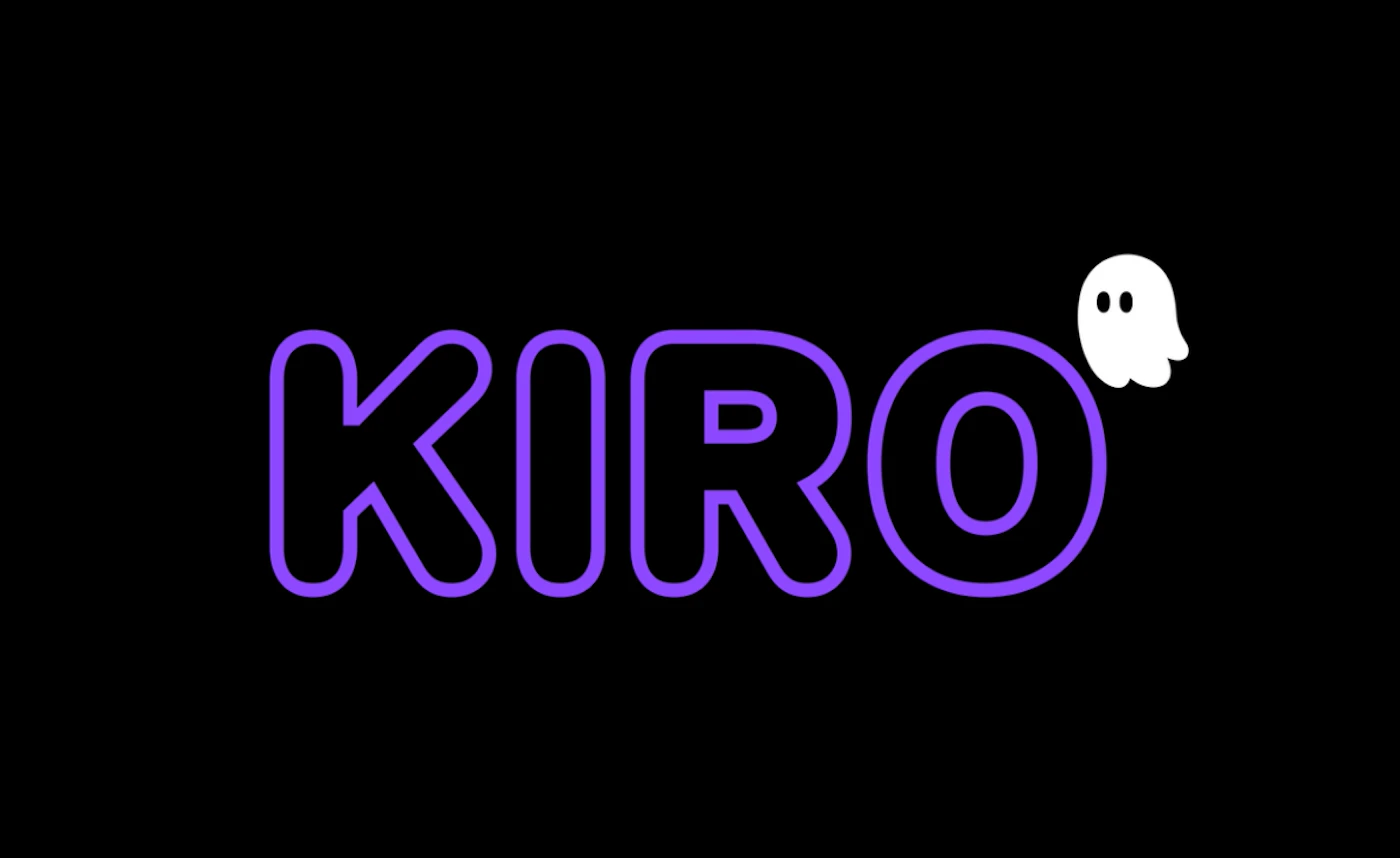 (Logo) A logo featuring the text 'KIRO' outlined in purple with a small white ghost icon on a black background. Text: KIRO Colors: #000000, #7B2CBF, #FFFFFF Note: It displays a brand name combined with a stylized graphic icon.