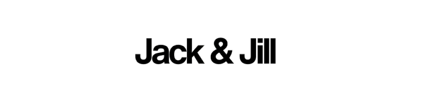 (Logo) The image displays the text 'Jack & Jill' in a bold, black sans-serif font, centered on a plain white background. Text: Jack & Jill Colors: #000000, #FFFFFF Note: The image consists solely of a stylized text string, 'Jack & Jill', presented in a clean, prominent manner against a plain background, which is characteristic of a text-based logo designed for brand identification.