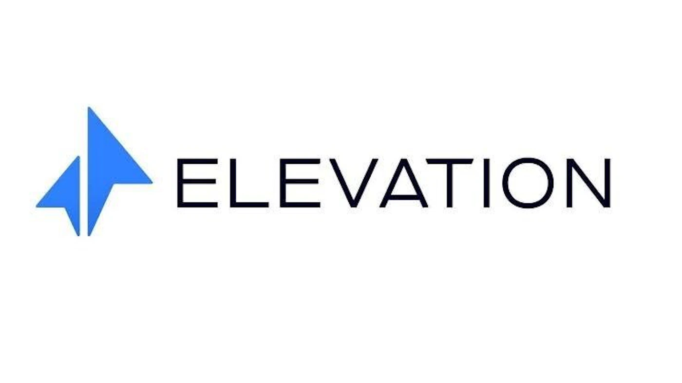(Logo) A corporate logo featuring a stylized blue graphic element resembling an upward-pointing arrow or cursor, positioned to the left of the word 'ELEVATION' set in dark, capitalized letters on a white background. Text: ELEVATION Colors: #007BFF, #191923, #FFFFFF Note: The image consists of a distinct graphic symbol paired with a wordmark, designed specifically for brand identification, classifying it as a logo.
