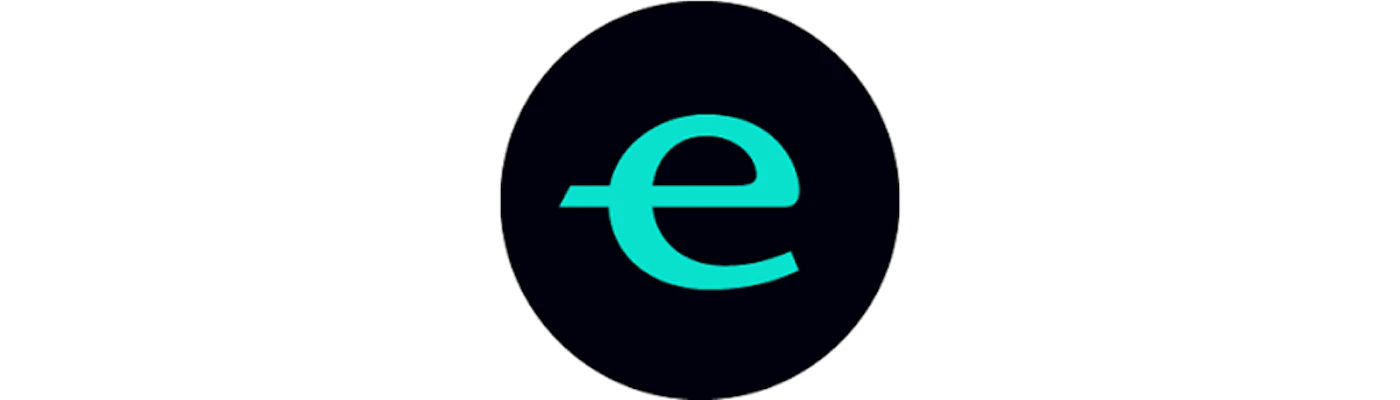 (Logo) A minimalist logo featuring a stylized bright cyan lowercase 'e' centered within a solid dark circular background. Text: e Colors: #000000, #1fe8c8, #ffffff Note: The image is a simple, highly stylized graphic mark designed for brand identification, consisting of a single letterform inside a geometric shape.
