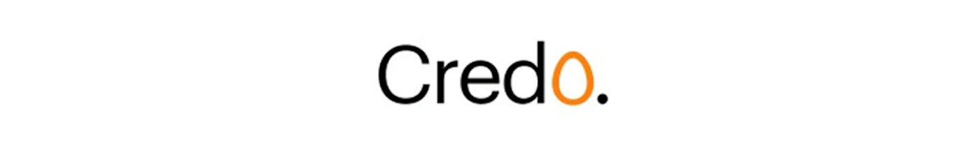 (Logo) A minimalist wordmark logo for 'Credo.', displayed in a black sans-serif font against a white background, where the letter 'o' is represented by an orange ring. Text: Credo. Colors: #000000, #ff8c00, #ffffff Note: This image is a highly stylized text representation designed for brand identity, utilizing specific colors and typography to form a distinct wordmark.