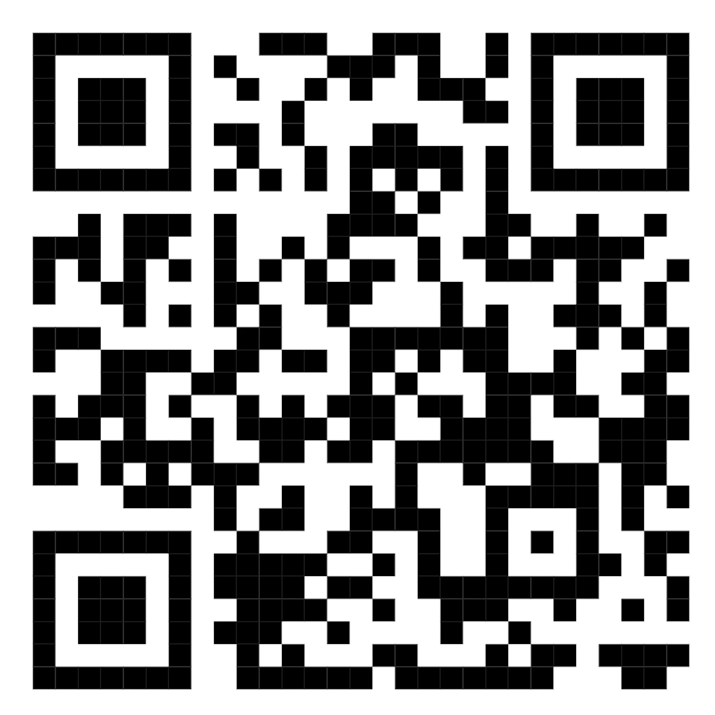 (Other) The image shows a QR code, a type of matrix barcode. Note: While a QR code encodes information, it's not visually represented as text.  It's a machine-readable code, not a logo, banner, or other listed category.
