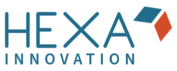 (Logo) A logo displaying the words 'HEXA INNOVATION' in blue, alongside an abstract graphic of two interconnected, stylized 3D shapes in blue and orange, set against a white background. Text: HEXA INNOVATION Colors: #266F87, #E45B2A Note: The image combines stylized text with a distinct graphic element, clearly designed to represent a brand or entity, which are the defining characteristics of a logo.