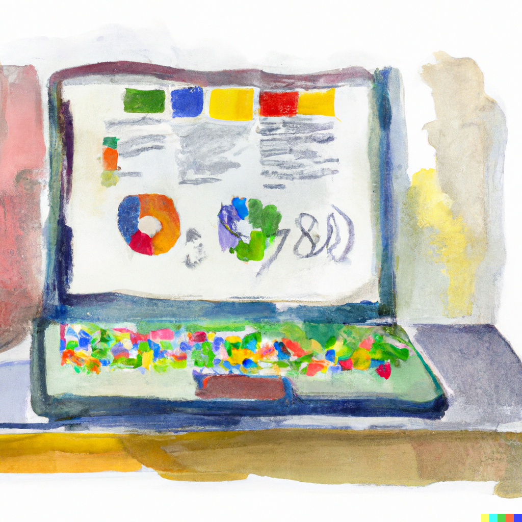 uploads/joeh/1658105035/DALL·E 2022-07-17 17.45.02 - Watercolor painting of a laptop running Google Docs Sheets.png