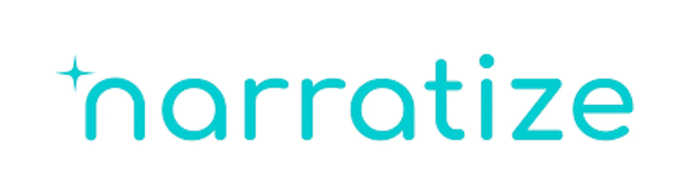 (Logo) A logo featuring the word 'narratize' in a vibrant teal color, with a small four-pointed star icon positioned above the first letter, all set against a clean white background. Text: narratize Colors: #26C6DA, #FFFFFF Note: This image is a stylized representation of a company or product name, 'narratize', combined with a simple graphic element (a star), which is characteristic of a brand logo.