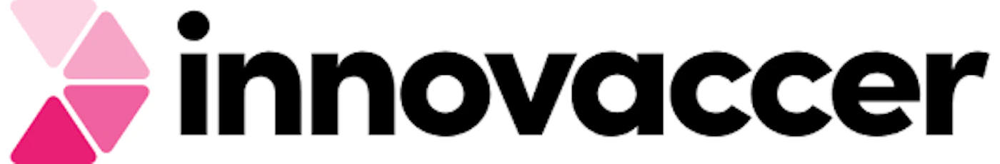 (Logo) A logo featuring a graphic element composed of interconnected pink triangles, resembling an abstract arrow or play symbol, positioned to the left of the black wordmark 'innovaccer'. The logo is set against a plain white background. Text: innovaccer Colors: #E6007E, #F062B8, #F793E1, #000000 Note: The image clearly serves as a brand identifier, combining a unique graphic symbol with a company name, which is the definition and purpose of a logo.
