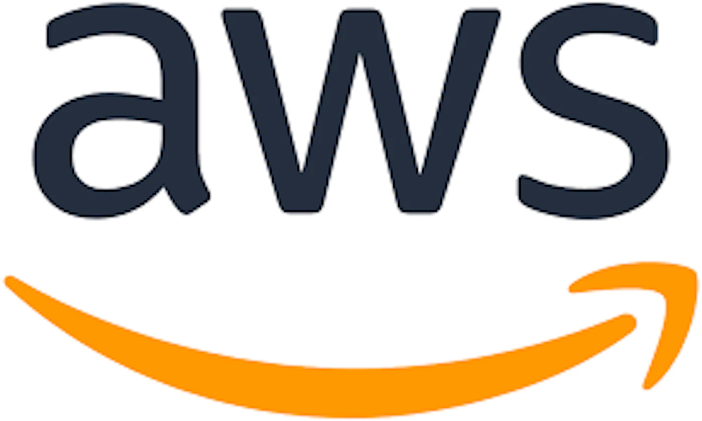 (Logo) A logo featuring the lowercase text "aws" in a dark grey color, positioned above a curved orange arrow that resembles a smile. Text: aws Colors: #232F3E, #FF9900 Note: The image displays stylized text and a distinctive graphic element (the orange arrow) designed to represent a specific brand, which is characteristic of a logo.