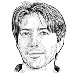 (Illustration) A black and white, close-up illustration of a person's face. portrait | Colors: #000000, #FFFFFF Note: The image is a drawing or rendering of a face, not a photograph, and doesn't fit other categories like logo or banner.
