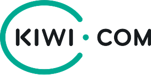 (Logo) A logo featuring the text "KIWI.COM" in dark grey, accompanied by a teal partial circle and a small teal dot, all set against a black background. Text: KIWI.COM Colors: #000000, #00A680, #2D2D2D Note: The image is a stylized graphic combining text and a distinct visual element, clearly designed for brand identification, which is characteristic of a logo.