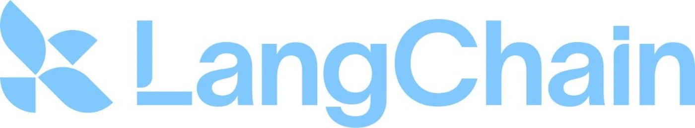 (Logo) The image shows the LangChain logo, featuring a light blue stylized icon followed by the brand name 'LangChain' in a clean, sans-serif font. Text: LangChain Colors: #90CAF9 Note: The image displays a distinct graphic symbol paired with a brand name, which is the standard format for a logo.