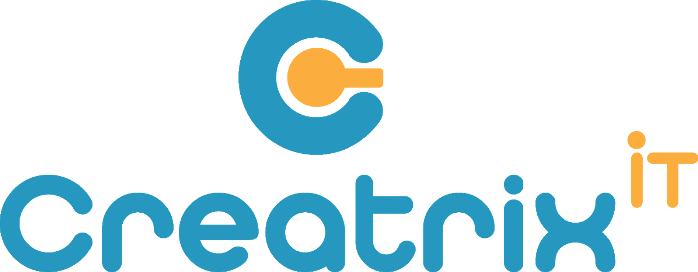 (Logo) A logo featuring the word "Creatrix" in blue and "it" in orange, accompanied by a blue 'C' shape with an orange internal element. Text: Creatrix it Colors: #2c98c7, #f7931e Note: The image is a stylized graphic combining a company name with a unique symbol, designed for brand identification, which are characteristics of a logo.