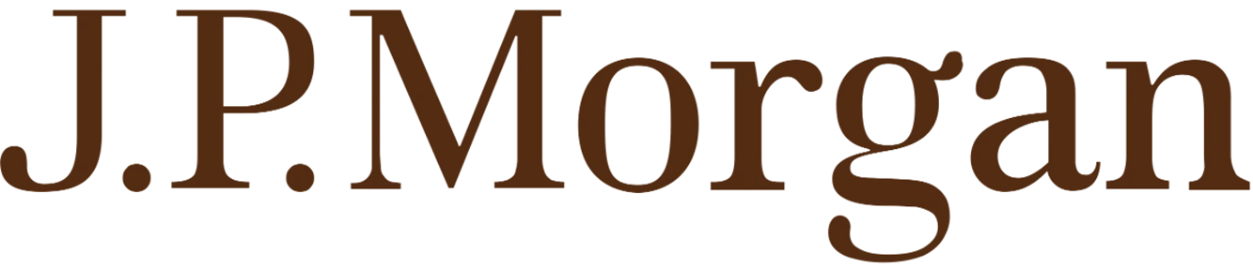 (Logo) The image displays the text 'J.P.Morgan' in a dark brown, serif font. The text is set against a solid black background. Text: J.P.Morgan Colors: #5F3F2B Note: The image consists solely of stylized text representing a well-known brand name, which is characteristic of a logotype. There are no other graphic elements or complex layouts.