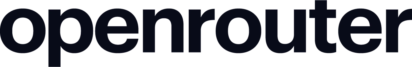 (Logo) The image features the word 'openrouter' in a bold, lowercase, sans-serif typeface. It is a clean and minimalist wordmark logo. Text: openrouter Colors: #0a0a14 Note: The image is a stylized text-based representation of a brand name, which is a classic form of a wordmark logo.