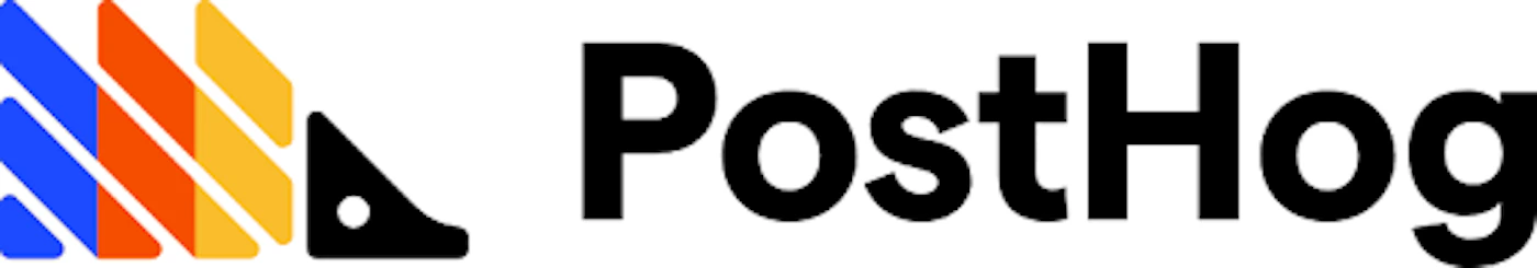 (Logo) The logo for PostHog, featuring a stylized hedgehog graphic in blue, orange, and yellow next to the brand name in bold black text. Text: PostHog Colors: #2D5BFF, #FF5C00, #FFC133, #000000 Note: The image displays a clear brand name accompanied by a unique graphic symbol, identifying it as a corporate logo.