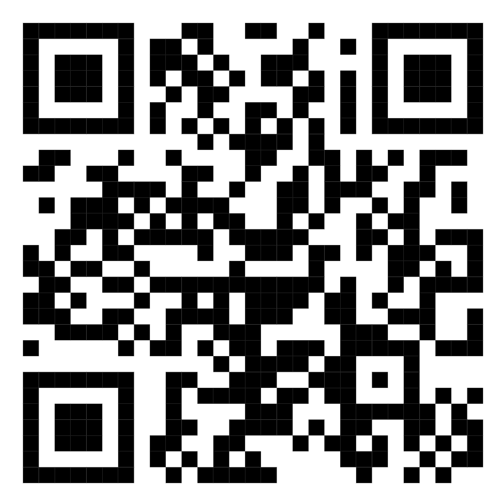 (Other) A standard black and white QR code (Quick Response code) is displayed on a white background, featuring the characteristic square finder patterns in the top-left, top-right, and bottom-left corners. Note: The image is a functional, machine-readable data matrix (a QR code) and does not fit into typical visual categories like photo, logo, or illustration.