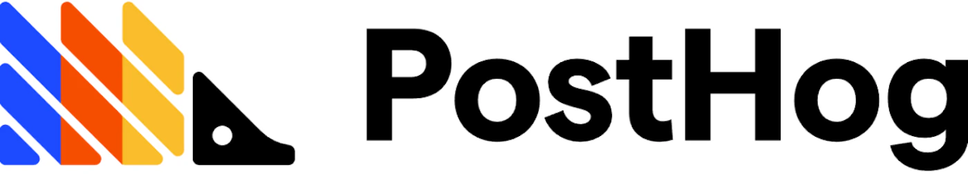 (Logo) This is the logo for the brand PostHog, featuring a multicolored abstract graphic element next to the bold, black wordmark on a white background. Text: PostHog Colors: #000000, #2955FF, #FF6B35, #FFC74F Note: The image combines a stylized graphic mark (logomark) with a bold wordmark to represent a specific brand, fitting the definition of a corporate logo.