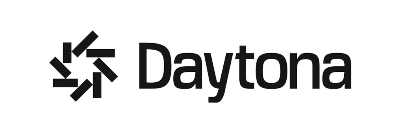 (Logo) A minimalist black and white logo for 'Daytona', featuring a circular geometric icon and sans-serif typography. Text: Daytona Colors: #000000, #FFFFFF Note: The image displays a distinct brand name alongside a stylized graphic symbol, which are the core components of a logo.
