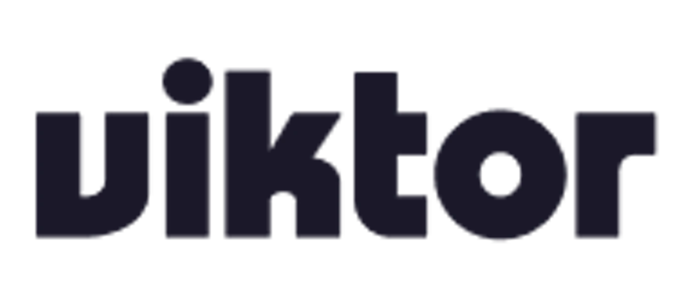 (Logo) A minimalist wordmark logo featuring the stylized lowercase text 'viktor' in a dark purple hue against a black background. Text: viktor Colors: #1c182a, #000000 Note: The image consists of a stylized brand name in a custom block typeface, which is characteristic of a text-based logo.