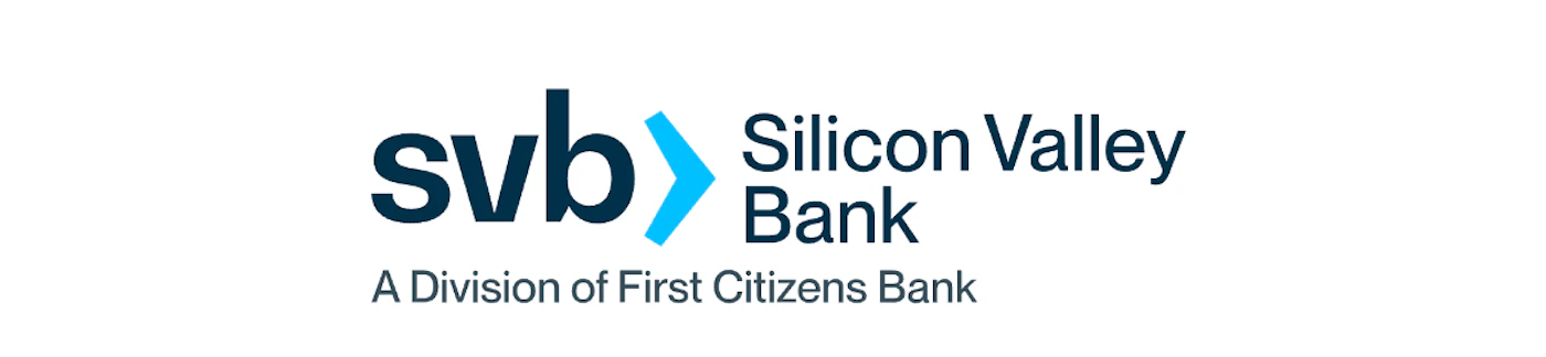 (Logo) The image displays the logo for 'Silicon Valley Bank', featuring the acronym 'svb' followed by a blue arrow graphic and the full name. Below, it states 'A Division of First Citizens Bank'. Text: svb Silicon Valley Bank A Division of First Citizens Bank Colors: #123C52, #0099FF Note: The image clearly presents a corporate identity mark, consisting of a stylized name, an acronym, and a graphic element, which are all characteristics of a logo designed for brand recognition.
