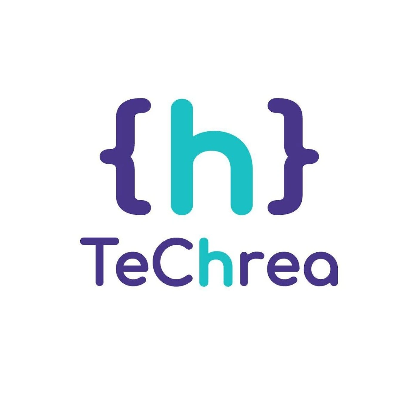 (Logo) The image displays a modern brand logo featuring a stylized '{h}' symbol above the word 'TeChrea'. The logo uses two main colors: a deep purple/blue and a bright teal, set against a clean white background. Text: {h} TeChrea Colors: #532d91, #2ec7b2, #ffffff Note: The image is clearly a graphic representation of a brand or company name, designed for identification and branding purposes, which fits the definition of a logo.