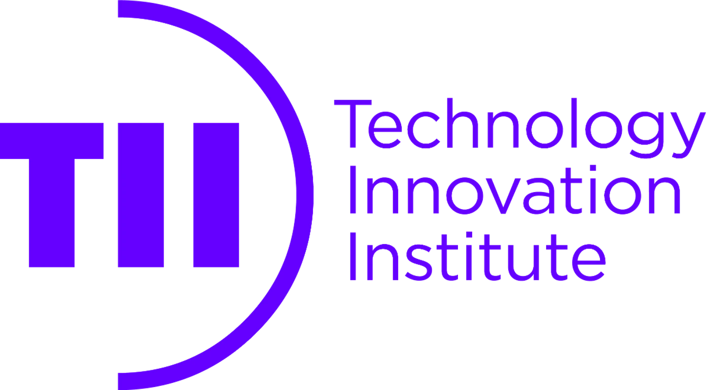 (Logo) A logo for 'Technology Innovation Institute' featuring purple text and a stylized 'TII' monogram with a partial circular arc, all set against a solid black background. Text: TII Technology Innovation Institute Colors: #6600FF Note: This image is a distinctive graphic mark combined with text, designed to represent an organization or brand, which is the definition of a logo.