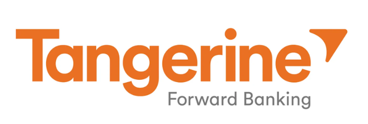 (Logo) The image shows the official logo for Tangerine Bank, featuring the brand name in orange and the slogan 'Forward Banking' in grey. Text: Tangerine Forward Banking Colors: #F37021, #77787B, #FFFFFF Note: The image consists of a brand name and a tagline designed for corporate identification.
