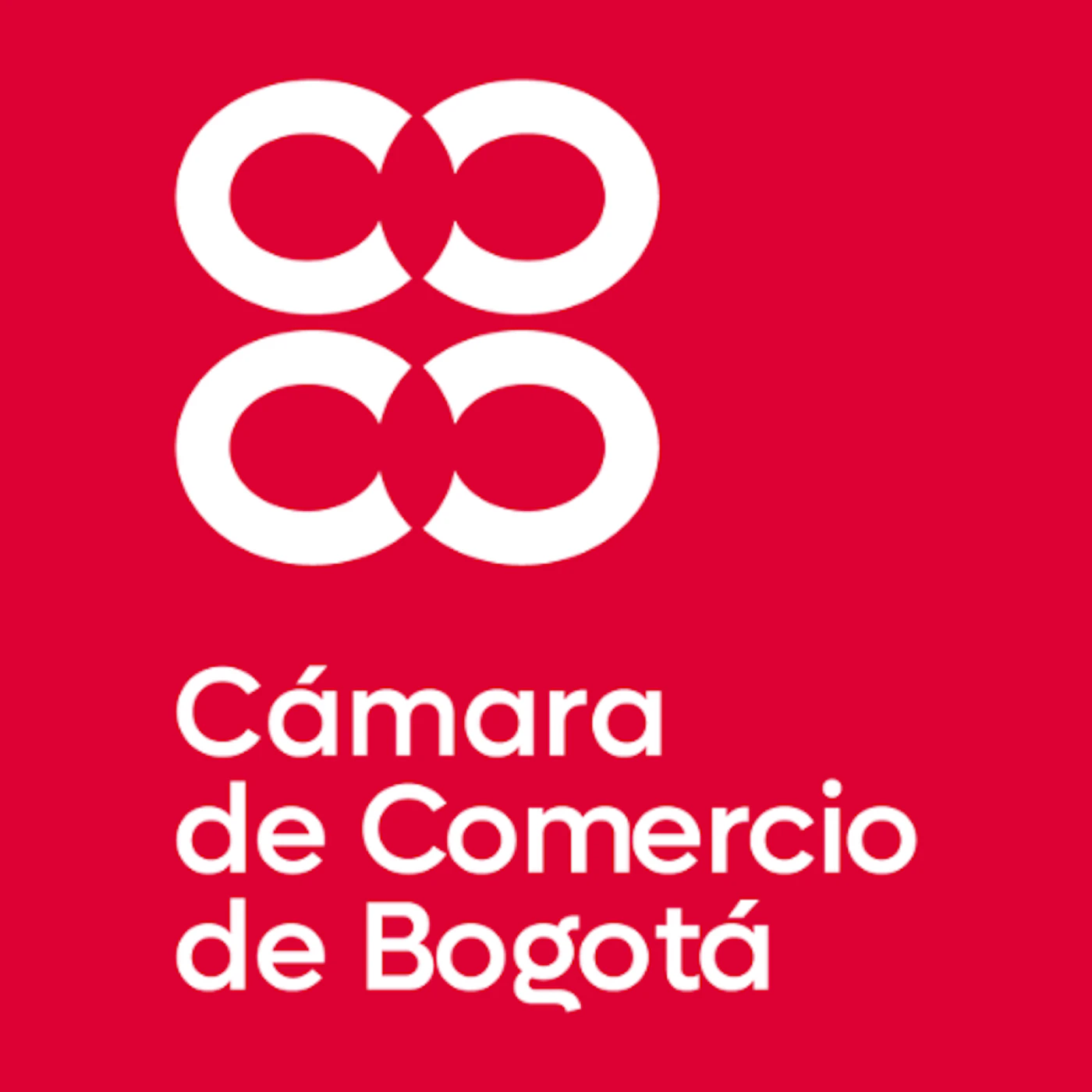 (Logo) A logo featuring white text and a stylized graphic on a solid red background. The graphic consists of four interlocking 'C' shapes. Text: Cámara de Comercio de Bogotá Colors: #E60023, #FFFFFF Note: The image displays a distinct graphic symbol combined with a company name, designed to represent an organization or brand.